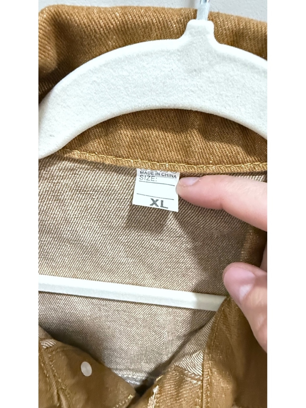 Camel Utility Denim Jacket | Oversized Snap Front Shacket | XL | NWT - Picture 4 of 4